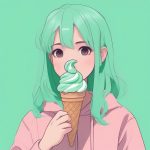 极简风美食:吃冰淇淋的凌乱可爱少女肖像 2 ji jian feng mei shi chi bing qi lin de ling luan ke ai shao nyu xiao xiang