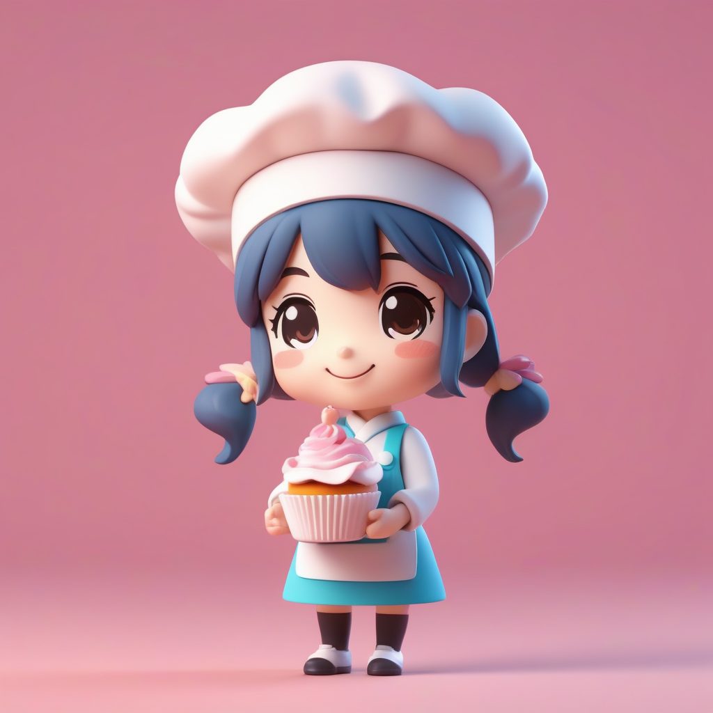 极简风粘土Q版甜点师盲盒女孩全身照