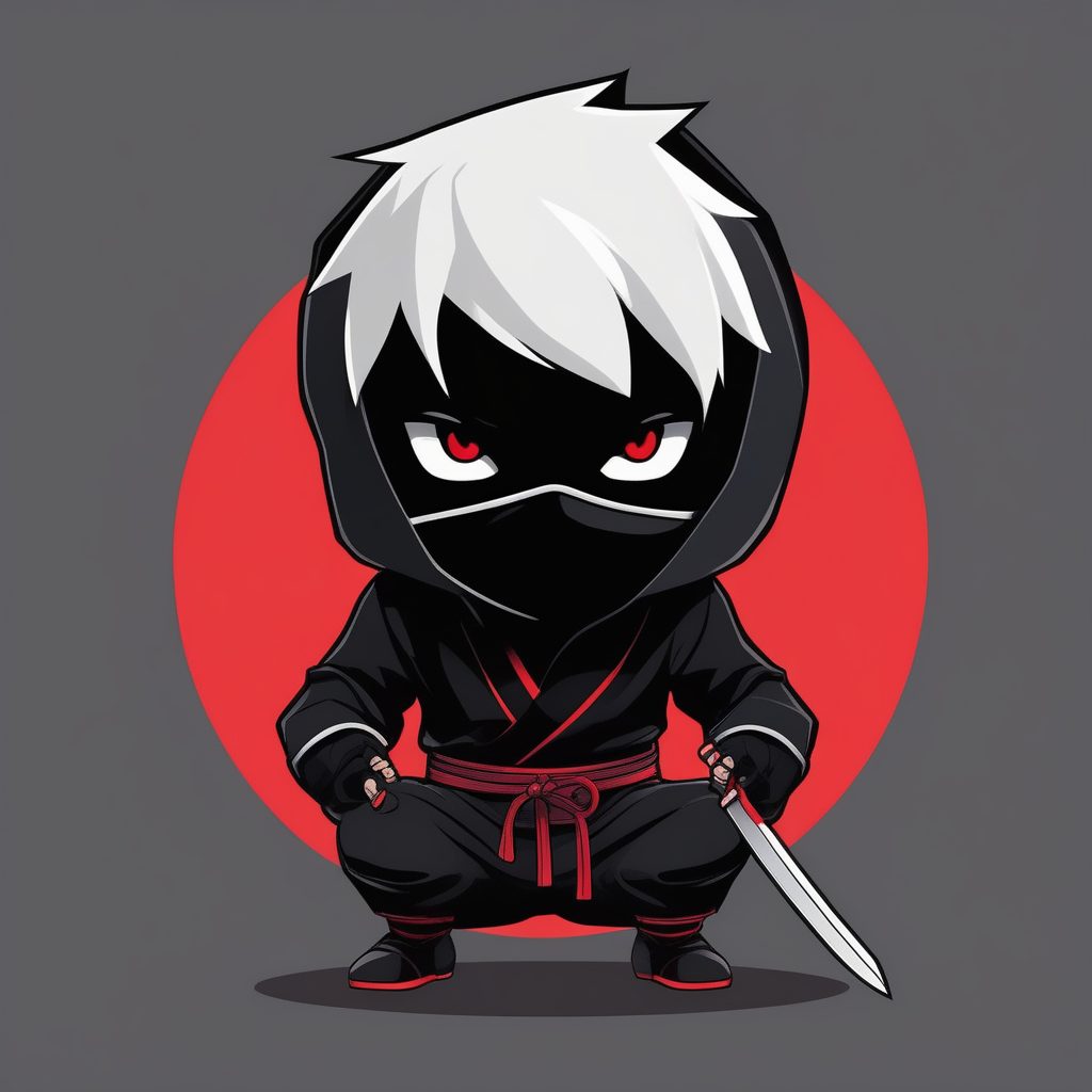 极简风Q版忍者男孩AI绘画咒语:黑色战服与银色短发 21 极简风Q版忍者男孩AI绘画咒语:黑色战服与银色短发