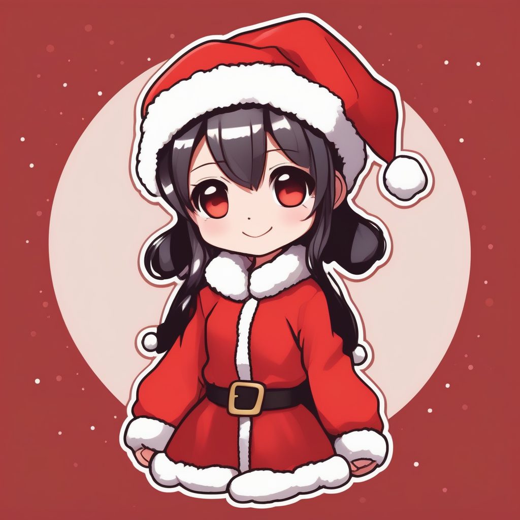 极简风Q版圣诞动漫女孩双马尾造型
