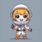 极简风Q版太空学员女孩全身插画Prompt:宇航服与欢快姿势 6 ji jian feng q ban tai kong xue yuan nyu hai quan shen cha hua prompt yu hang fu yu huan kuai zi shi
