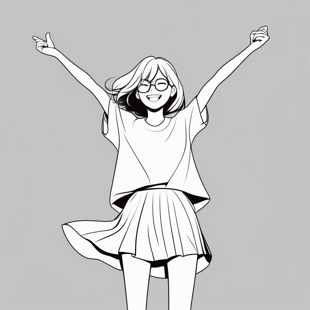 极简风少女举手欢呼