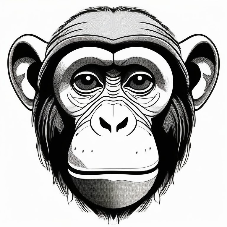 极简风手绘猴子肖像