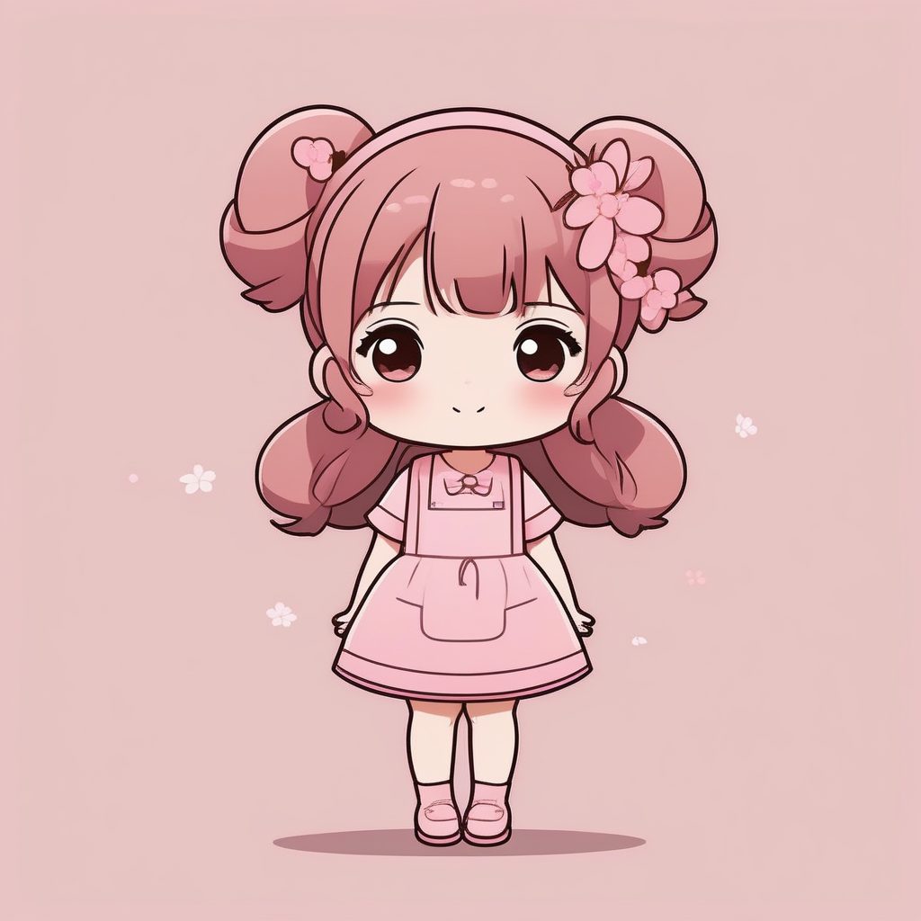 极简风樱花发饰Q版女孩