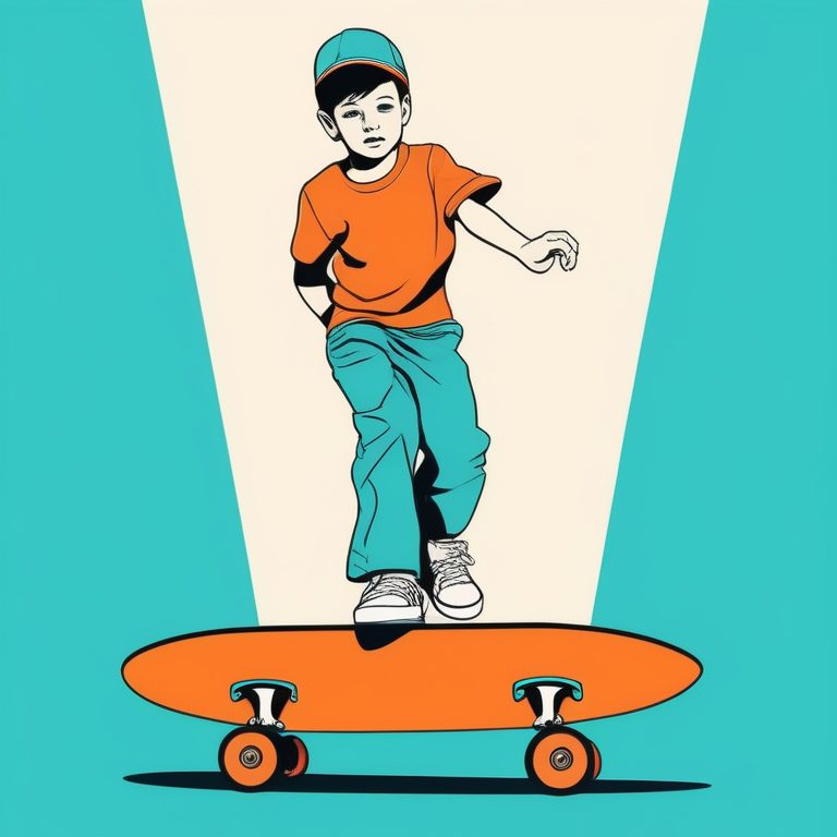 极简复古波普艺术滑板男孩肖像