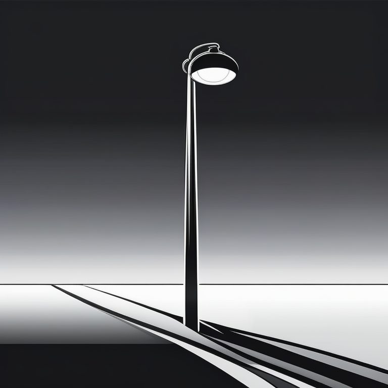 极简概念场景-孤独城市路灯-纯黑背景