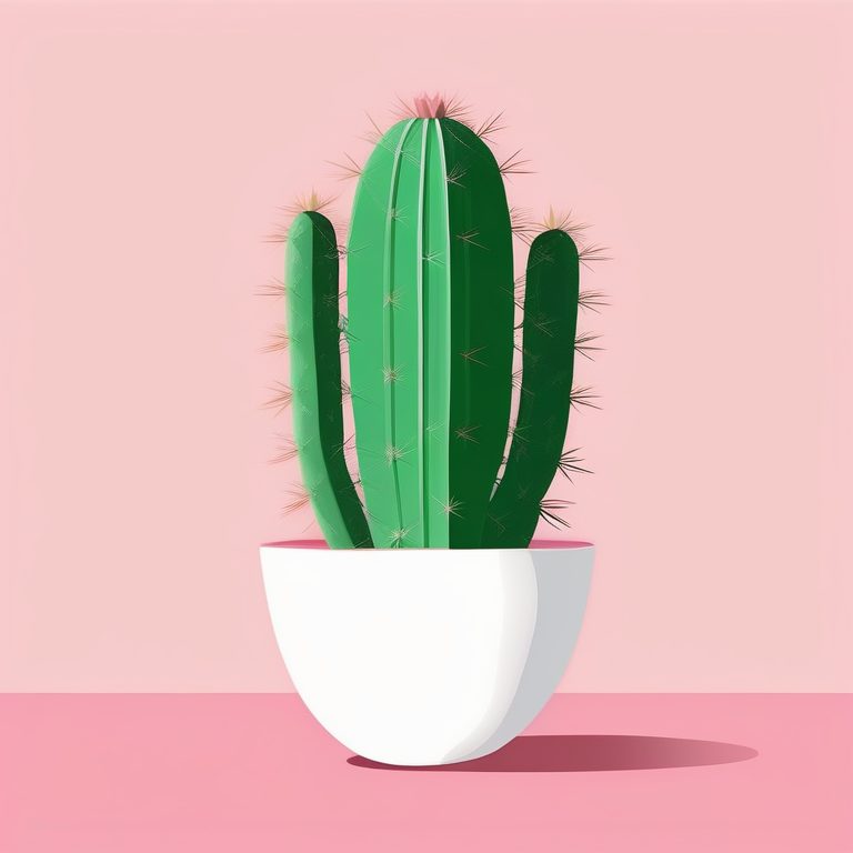 极简概念艺术-单株仙人掌-纯色背景