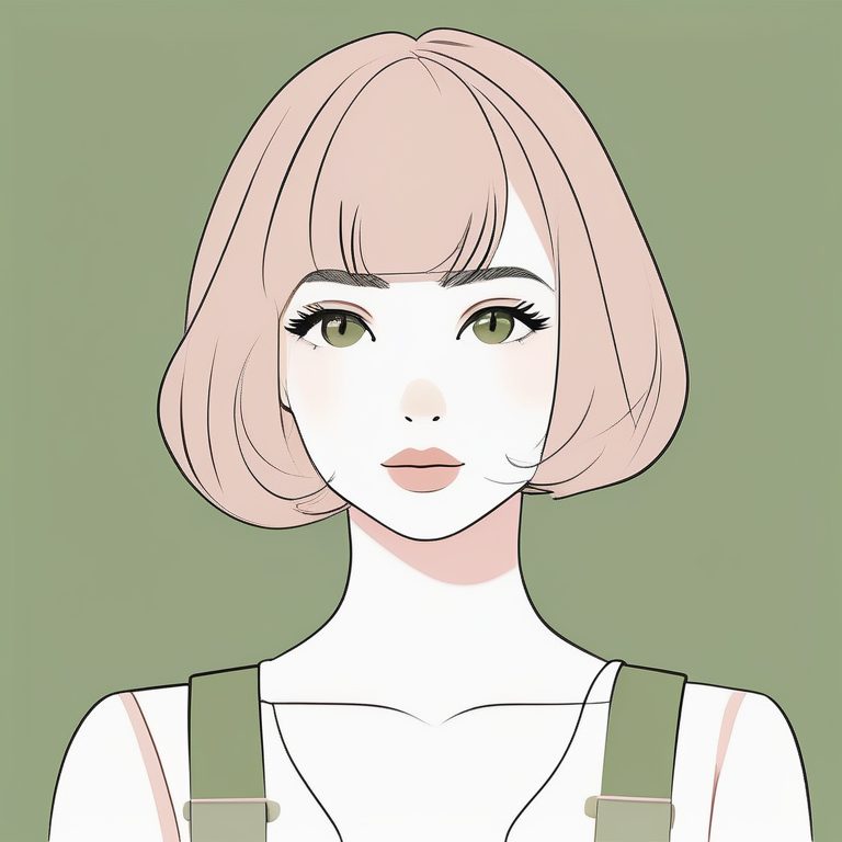 极简橄榄绿纯色背景少女肖像