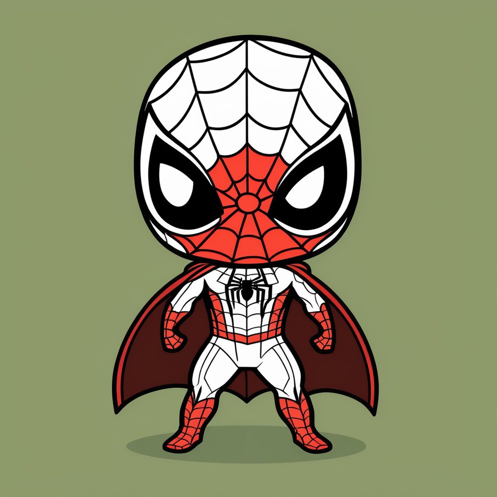 极简橄榄色动漫Q版迈尔斯蜘蛛侠形象