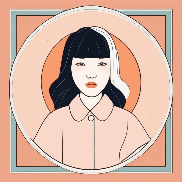 极简韩国波普艺术数字插画—一个女孩肖像