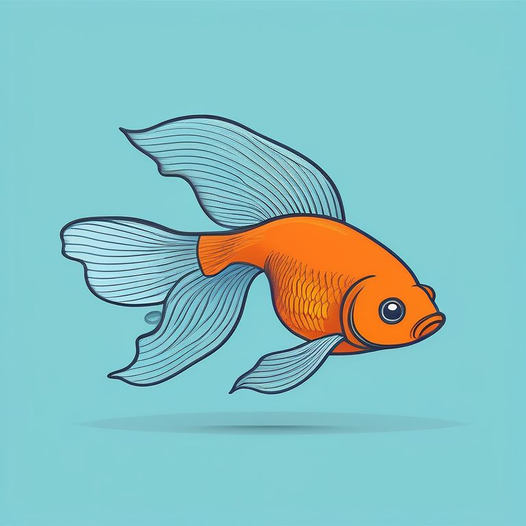 极简韩国波普艺术数字插画—一只橙色金鱼