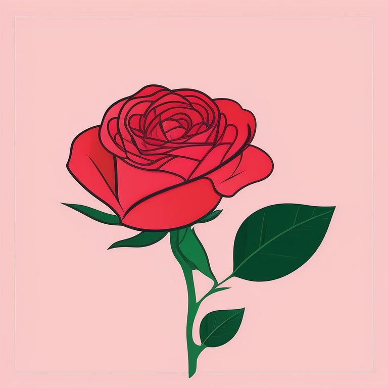 极简韩国波普艺术数字插画:一枝红玫瑰