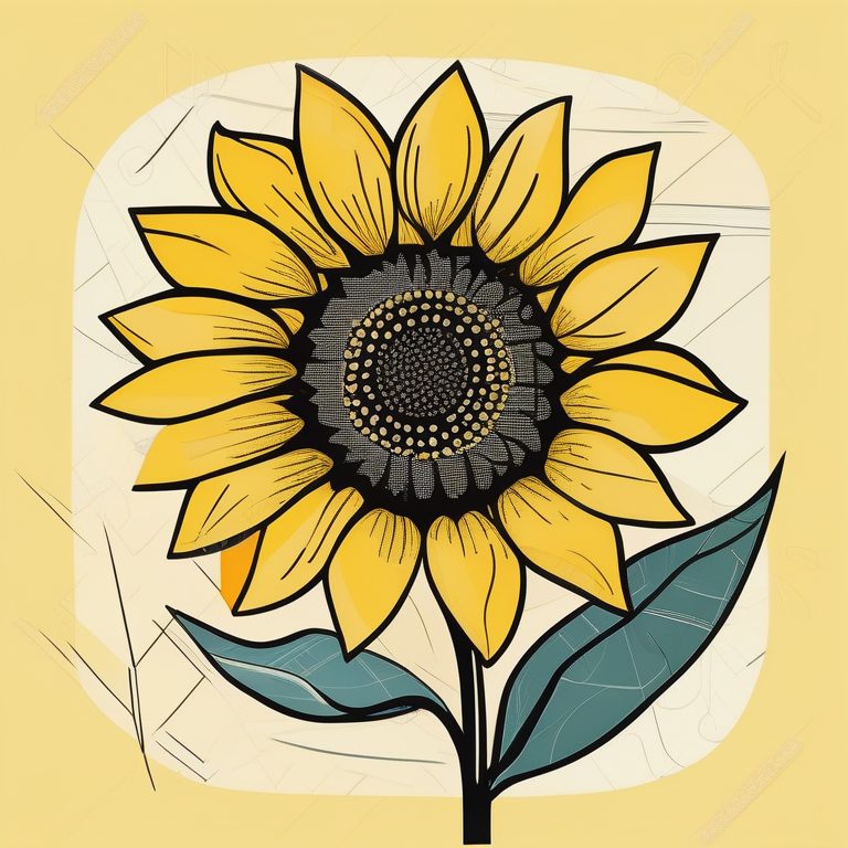 极简画风梵高向日葵矢量插画