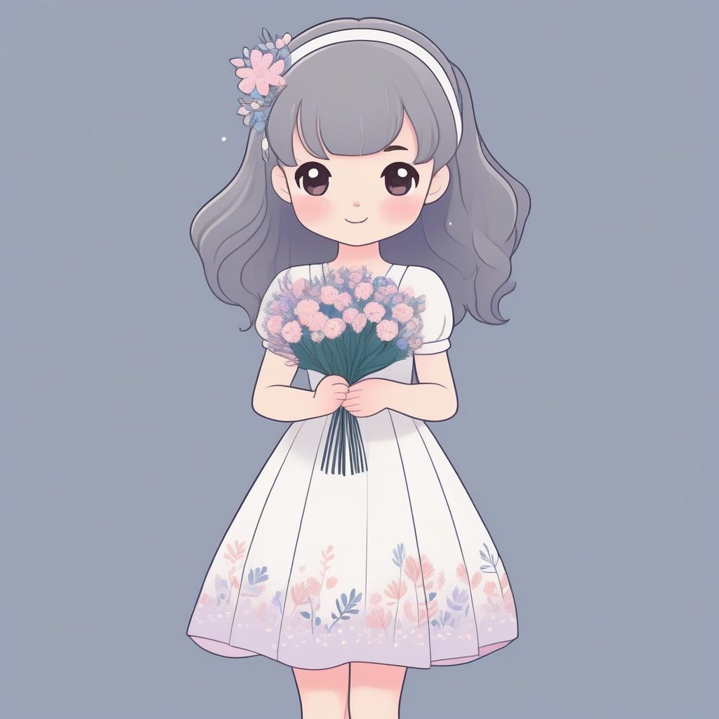 极简花束:手持小花束的Q版少女温柔粉色提示词 3 极简花束:手持小花束的Q版少女温柔粉色提示词