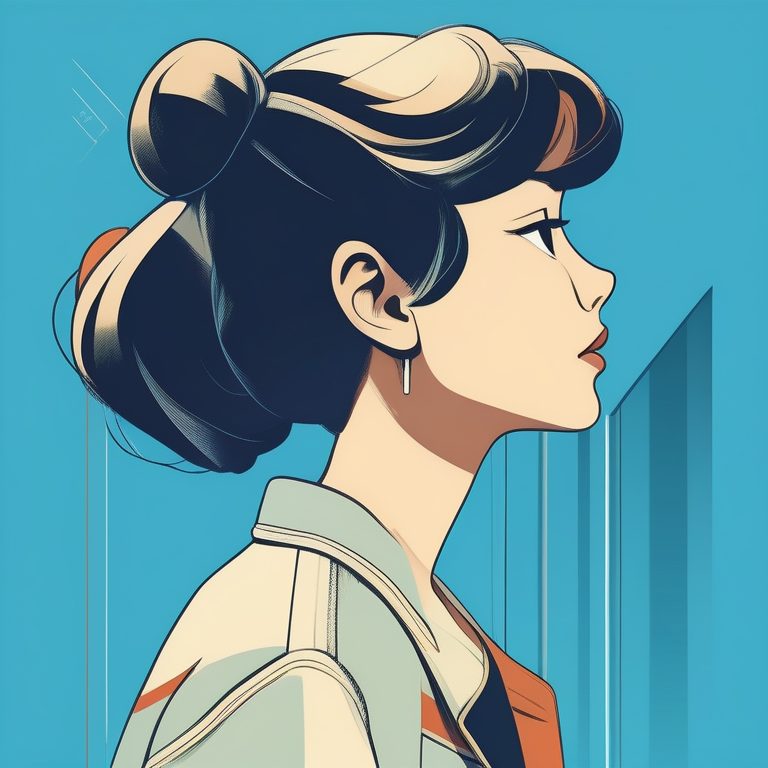 极简怀旧动漫 风格 女孩侧脸海报