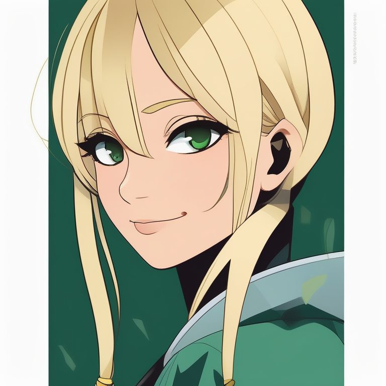 极简黄发少女墨绿纯底肖像