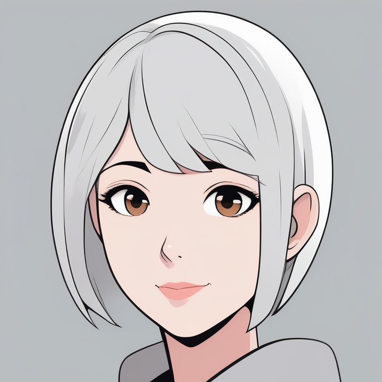 极简灰发少女肖像纯白底色