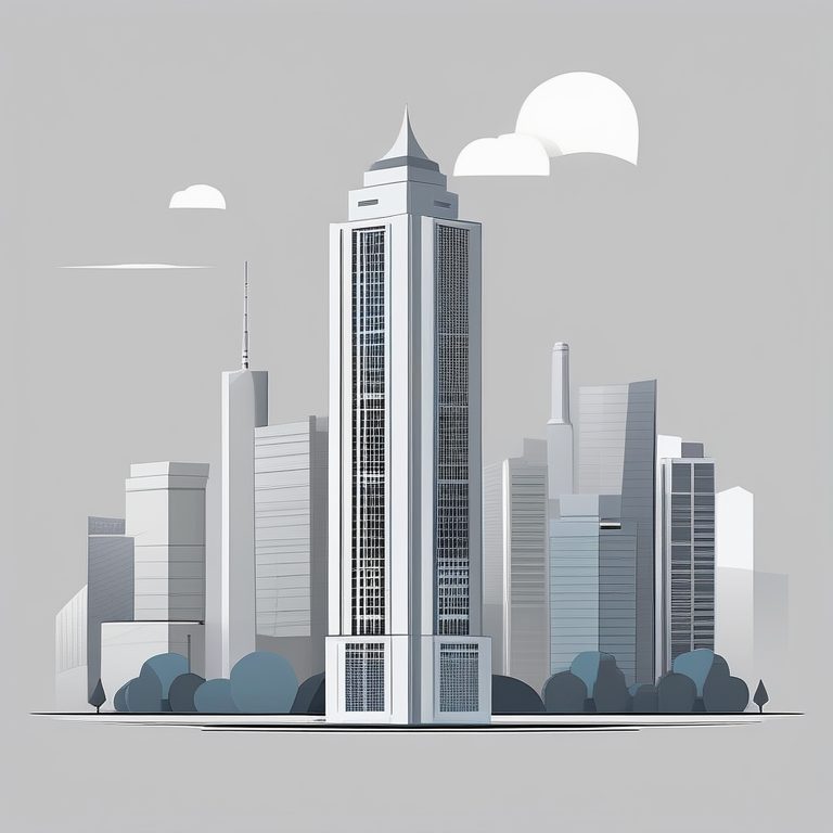 极简建筑单体高楼平面插画