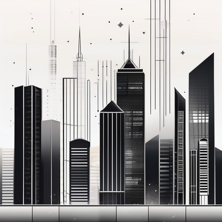 极简建筑轮廓线条下的夜晚城市风景