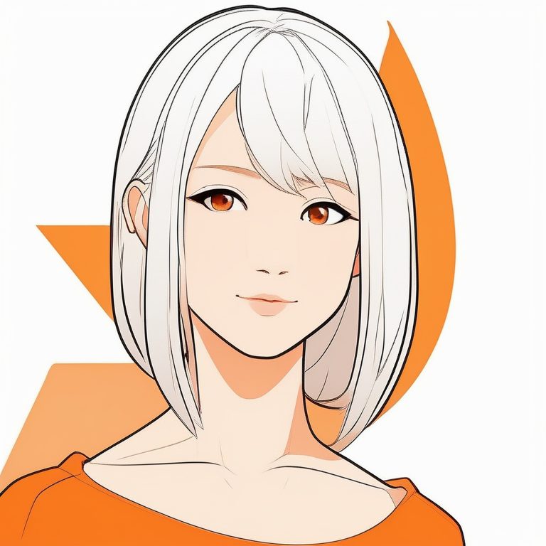 极简金发二次元女孩肖像配橙色背景