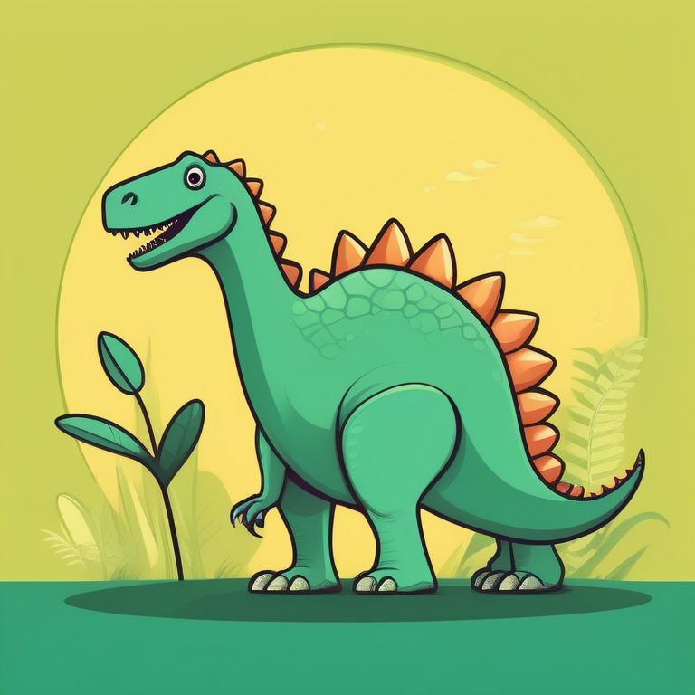 极简卡通风格单个恐龙插画