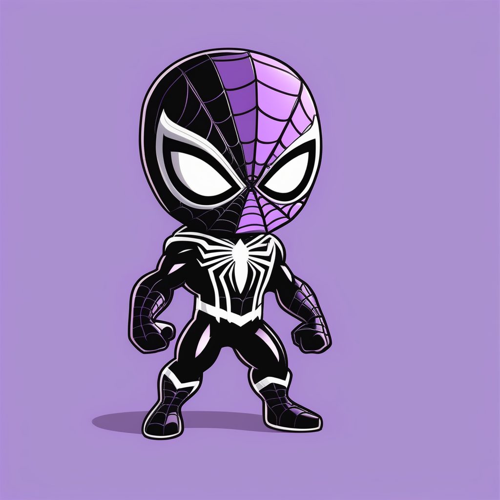 极简卡通风格Q版迈尔斯蜘蛛侠浅紫色背景