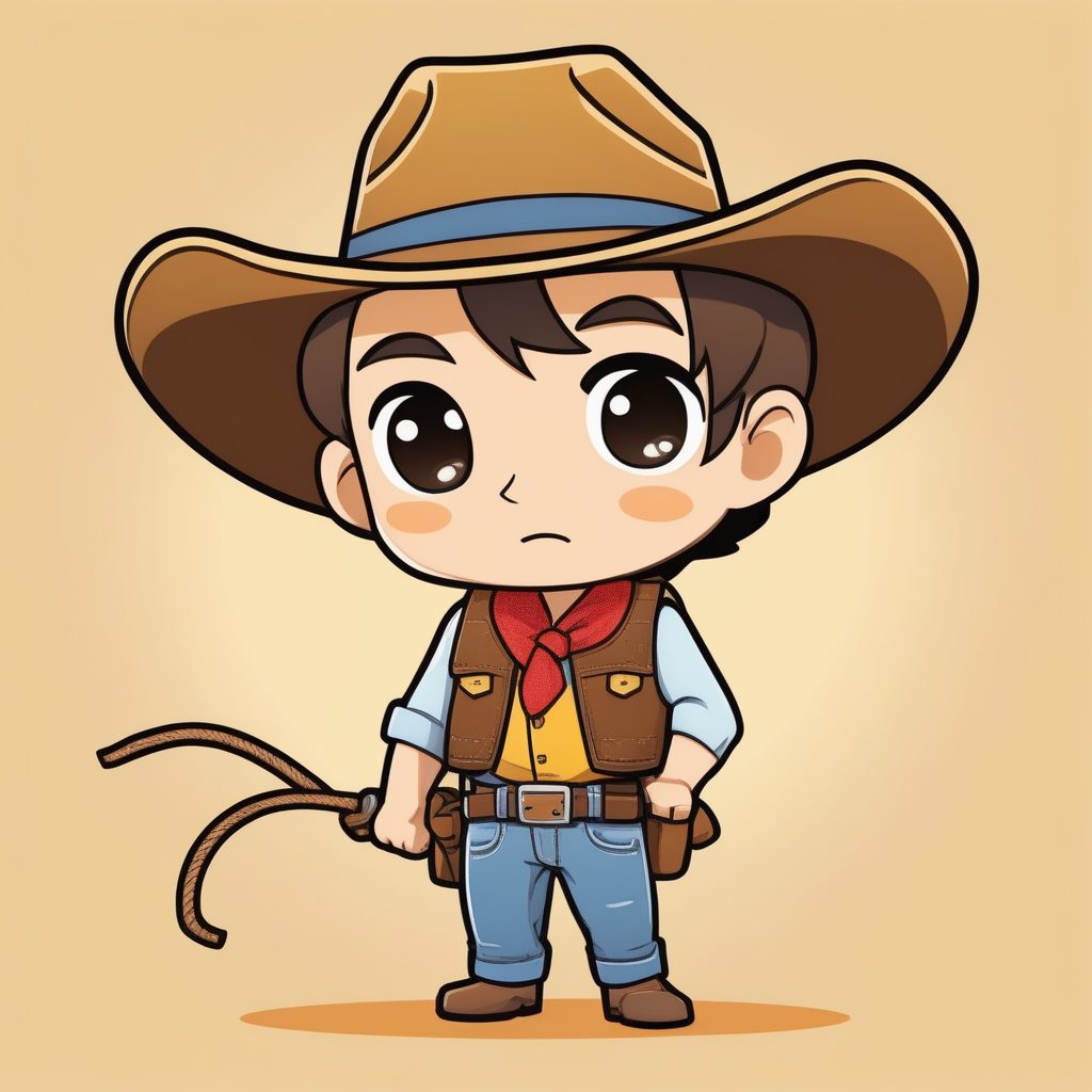 极简卡通风Q版牛仔男孩 2D扁平化插画设计