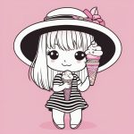 极简卡通风Q版沙滩女孩全身插画Prompt:草帽与冰淇淋 3 ji jian ka tong feng q ban sha tan nyu hai quan shen cha hua prompt cao mao yu bing qi lin