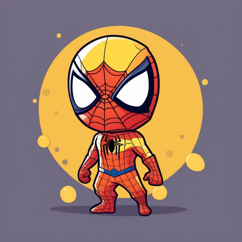 极简卡通Q版动漫蜘蛛侠黄纯色底
