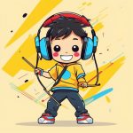 极简卡通Q版鼓手男孩2D插画:高对比度吉祥物设计 7 ji jian ka tong q ban gu shou nan hai 2d cha hua gao dui bi du ji xiang wu she ji