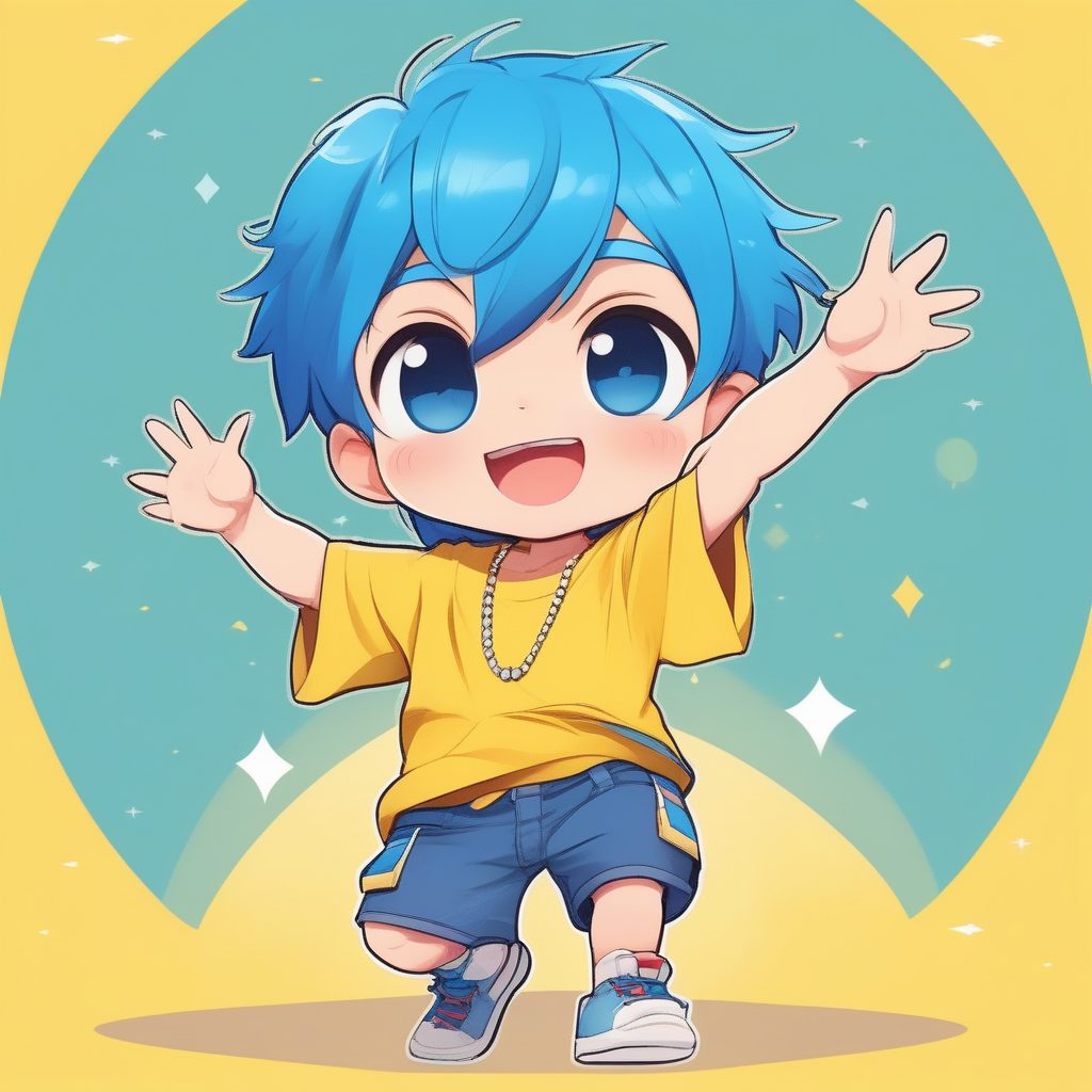 极简卡哇伊动漫风格:一位笑脸Q版男孩