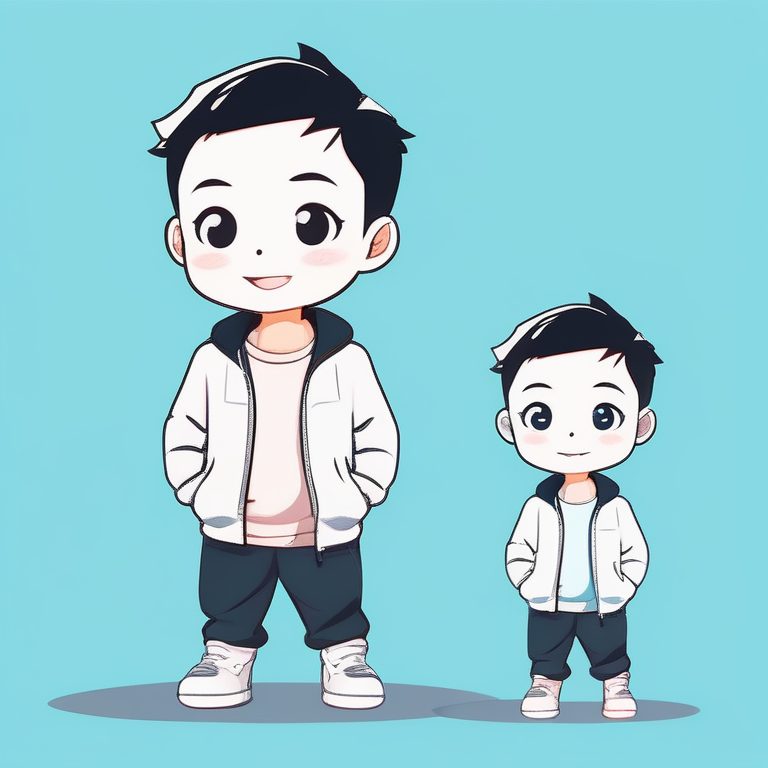 极简卡哇伊动漫风小男孩笑脸全身像