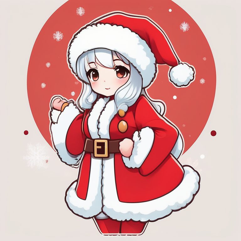 极简卡哇伊动漫Q版圣诞女孩全身形象