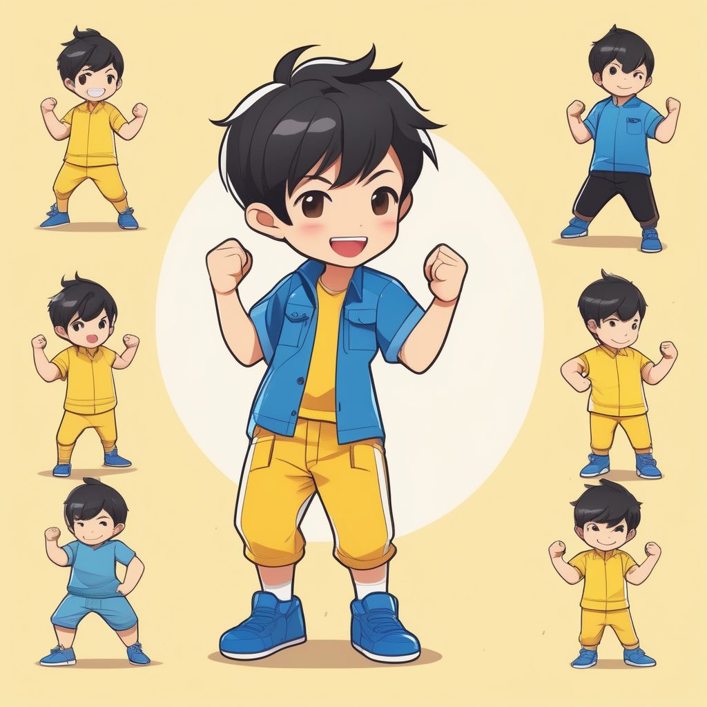 极简卡哇伊Q版动漫黄衣勇气男孩