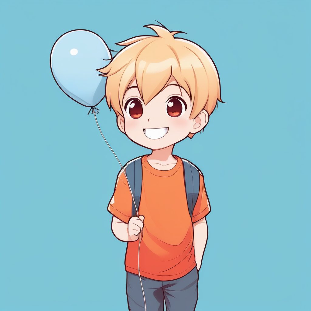 极简卡哇伊Q版动漫男孩拿气球