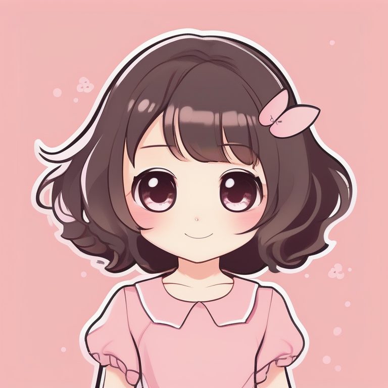 极简卡哇伊Q版动漫女孩全身插画