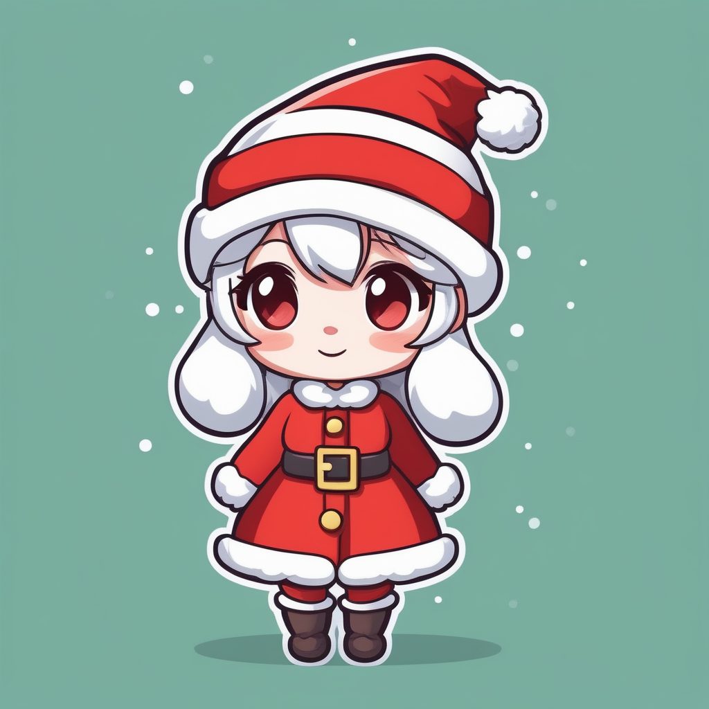 极简卡哇伊Q版动漫圣诞女孩平涂全身形象