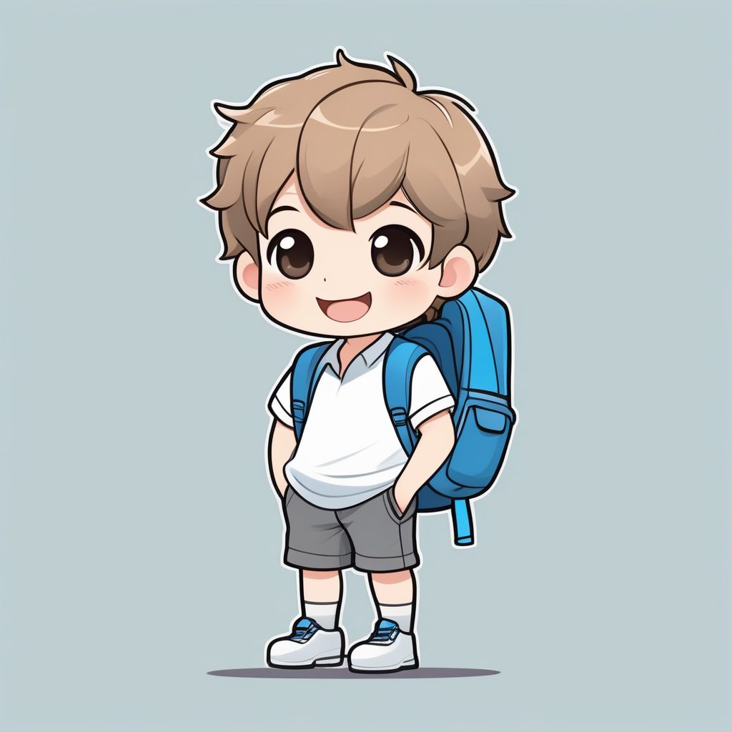 极简卡哇伊Q版动漫小背包男孩