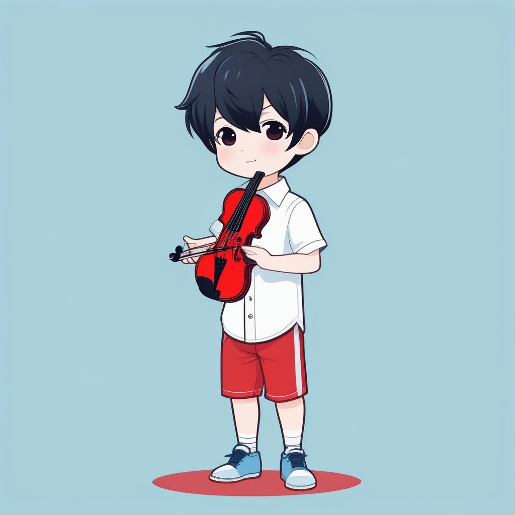 极简卡哇伊Q版动漫小提琴男孩