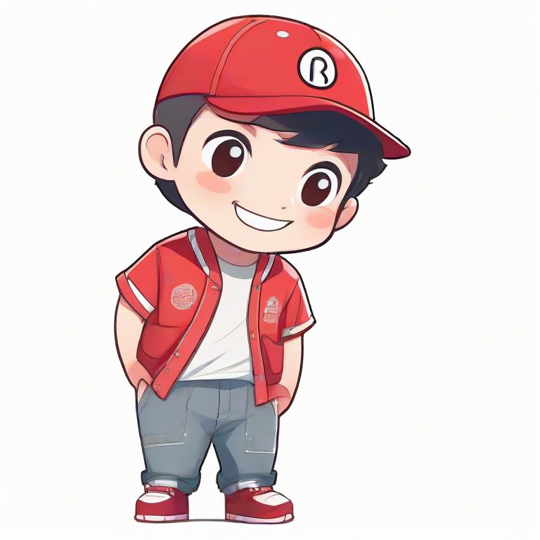 极简卡哇伊Q版风格:棒球帽帅气男孩