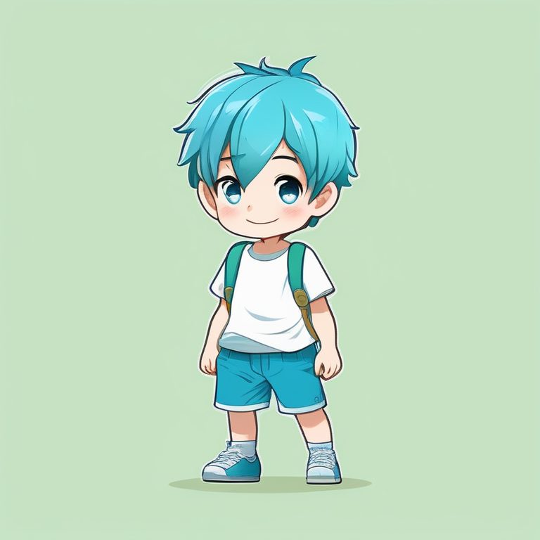 极简卡哇伊Q版风格男孩全身立绘