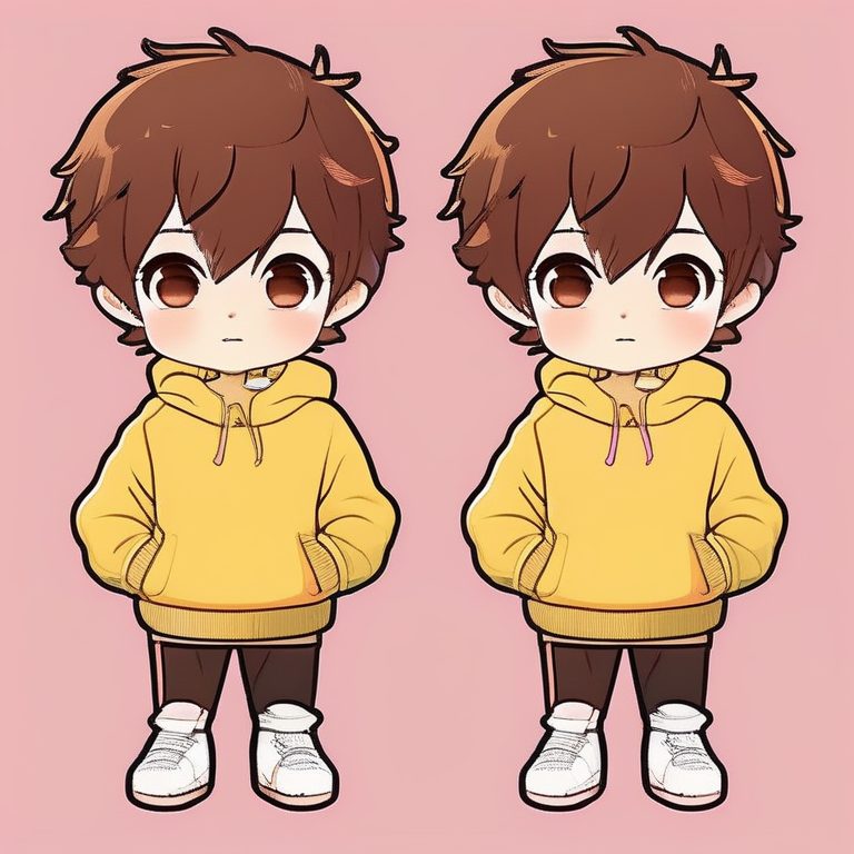 极简卡哇伊Q版风格棕发男孩可爱立绘