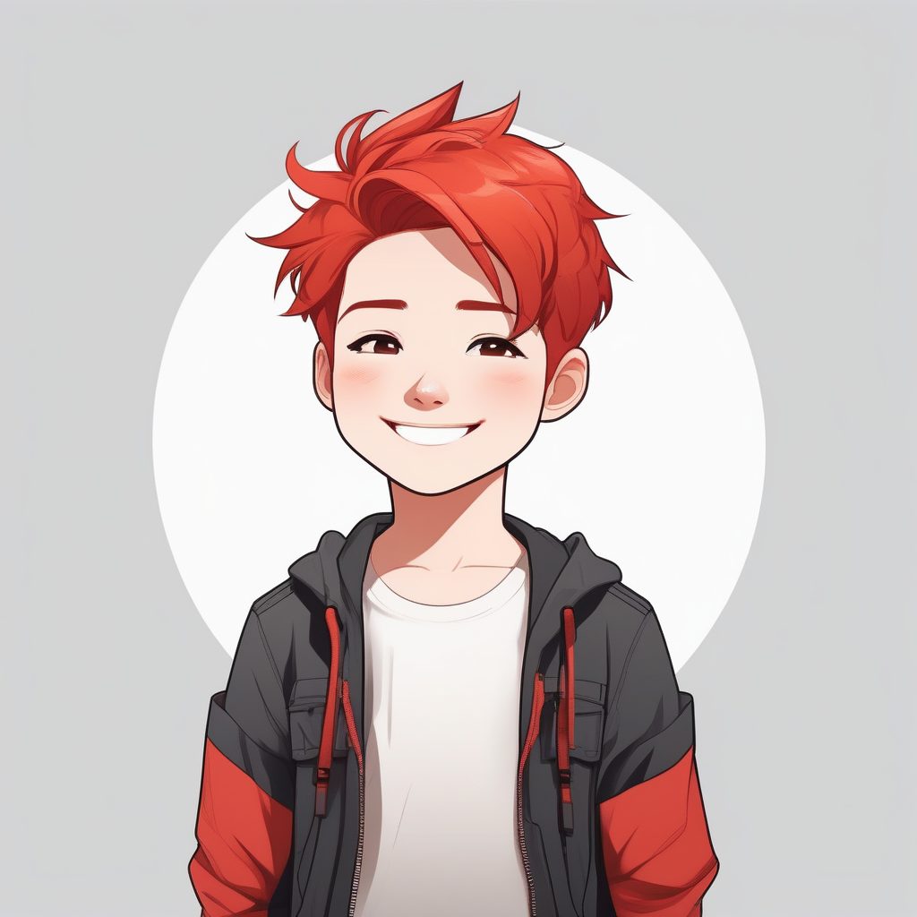 极简卡哇伊Q版红发男孩简洁背景造型