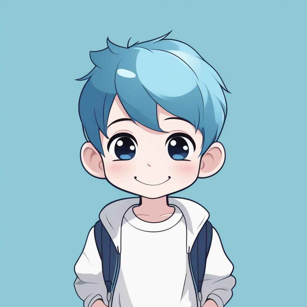 极简卡哇伊Q版蓝色短发男孩可爱形象