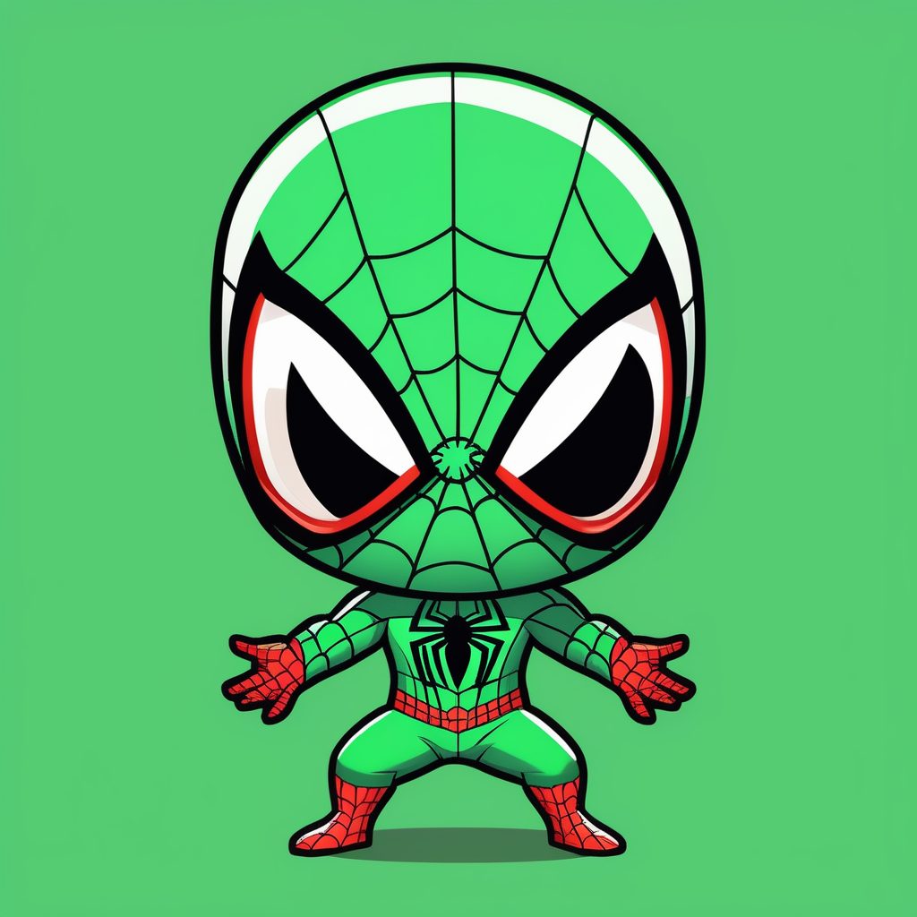 极简卡哇伊Q版迈尔斯蜘蛛侠动漫浅绿背景