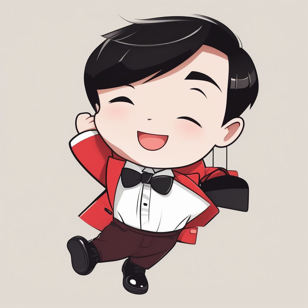 极简卡哇伊Q版男孩:红色西装小绅士