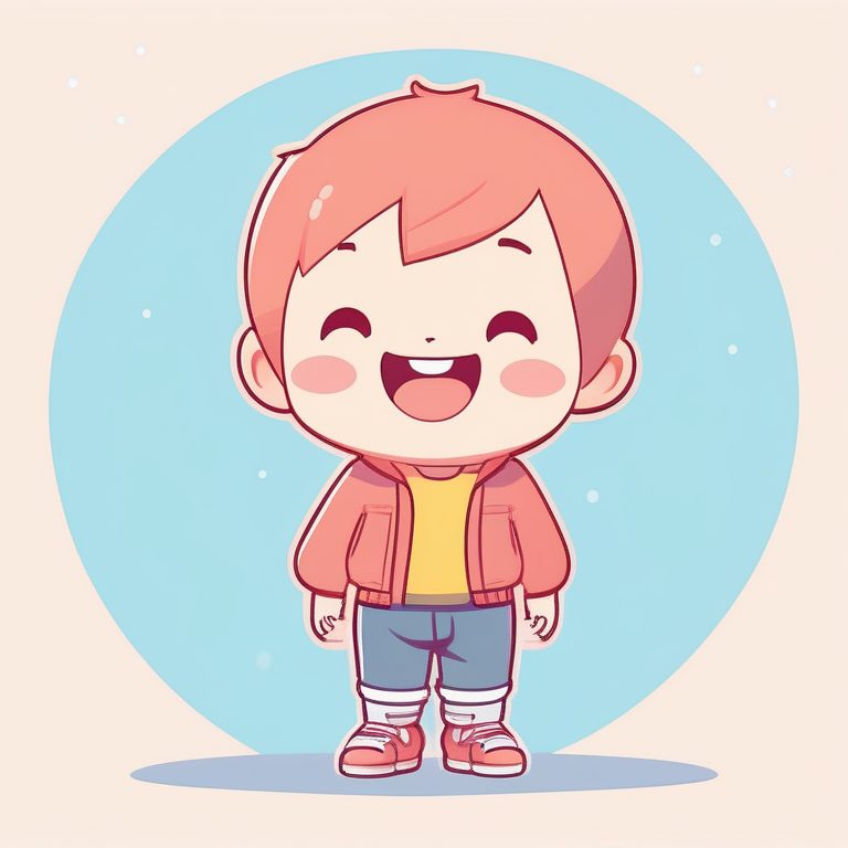 极简卡哇伊Q版男孩微笑姿态插画