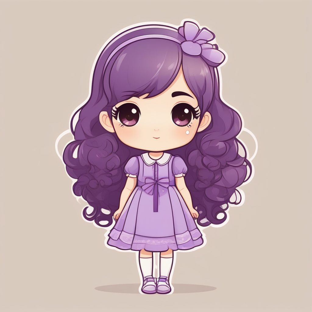 极简卡哇伊Q版女孩紫色洋娃娃风
