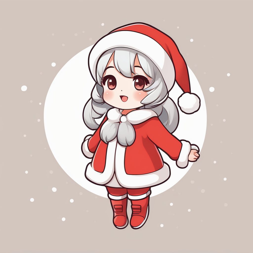 极简卡哇伊Q版圣诞动漫少女眺望天空