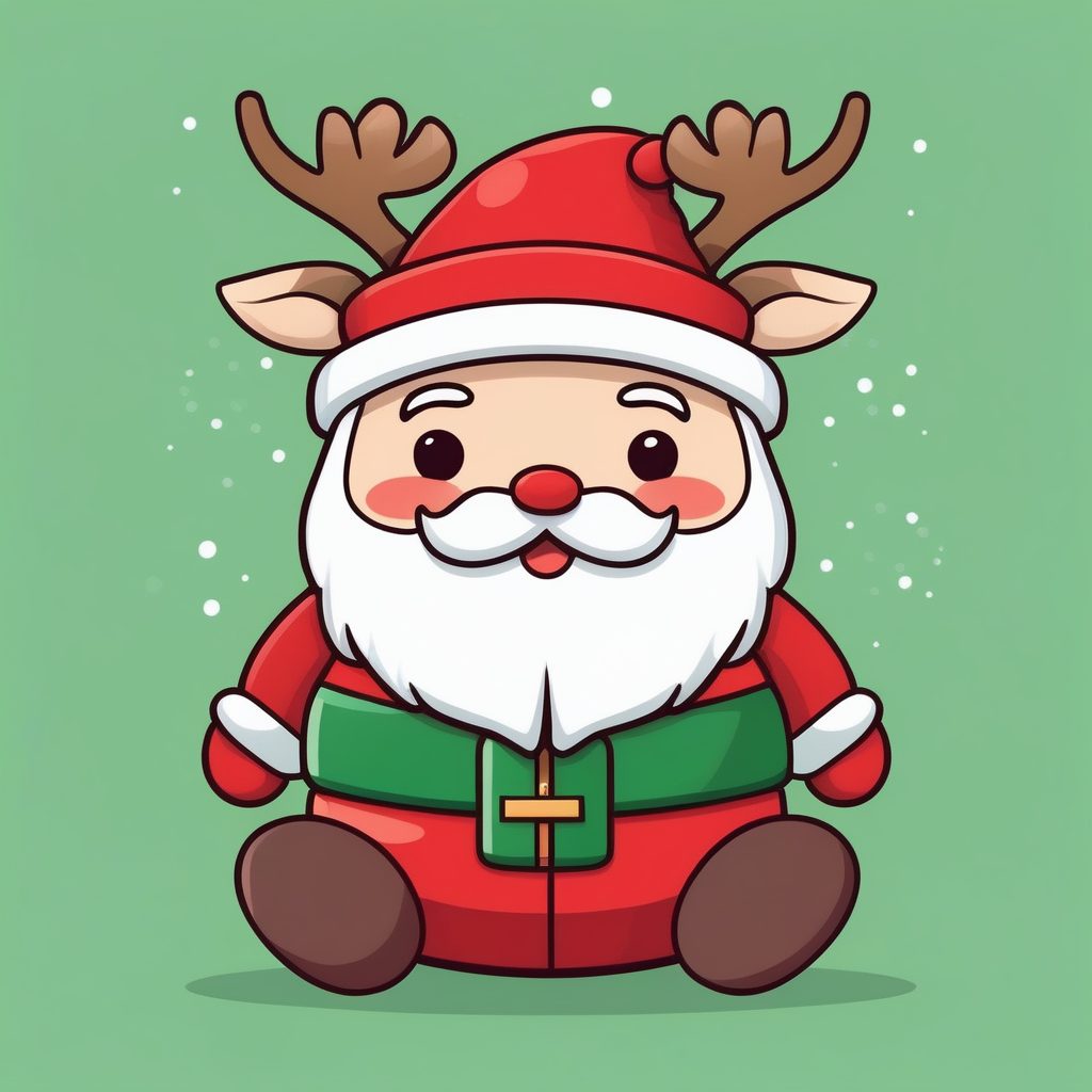 极简卡哇伊Q版圣诞老人骑玩具驯鹿